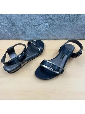 Dana Buchman Black & Silver Buckle Slingback Sandals